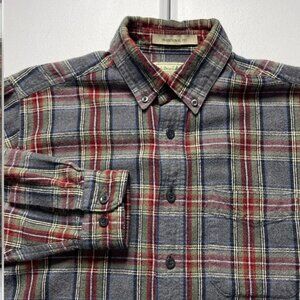 Men’s LL Bean Button Down Flannel Shirt Scotch Plaid Size Small 100% Cotton